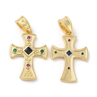 Brass Micro Pave Cubic Zirconia Pendants KK-M246-05G-1