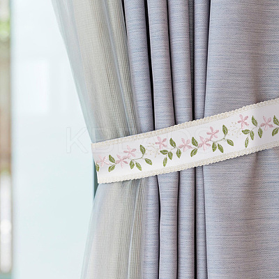 15 Yards Polyester Embroidery Flower Lace Ribbon OCOR-WH0078-223-1