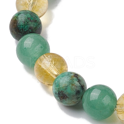 8mm Round Natural African Turquoise(Jasper) & Green Aventurine BJEW-JB10625-01-1