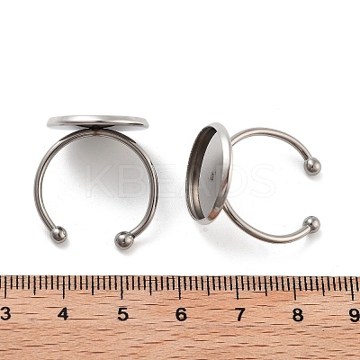Tarnish Resistant 304 Stainless Steel Open Cuff Ring Components STAS-B072-09F-P-1