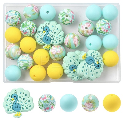 25Pcs 5 Styles Food Grade Eco-Friendly Silicone Focal Beads SIL-YW0001-96-1