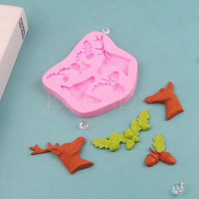 DIY Christmas Reindeer Head & Acorn Food Grade Silicone Molds DIY-G090-01-1