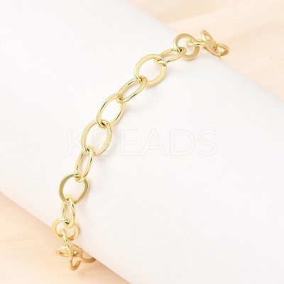 Brass Cable Chain Bracelets for Women BJEW-F531-07G-1