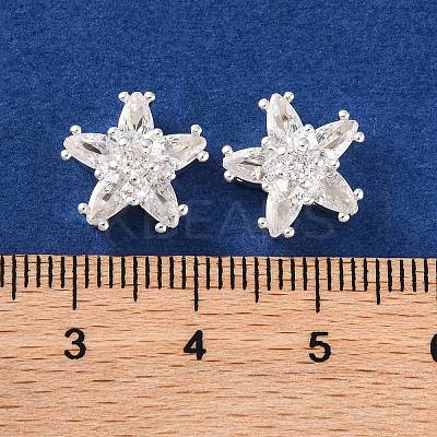 Brass Micro Pave Clear Cubic Zirconia Beads KK-S389-22S-1