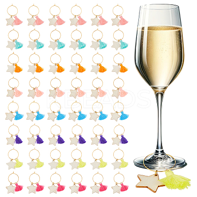 6 Sets Brass Wine Glass Charms Set AJEW-HY0001-48-1