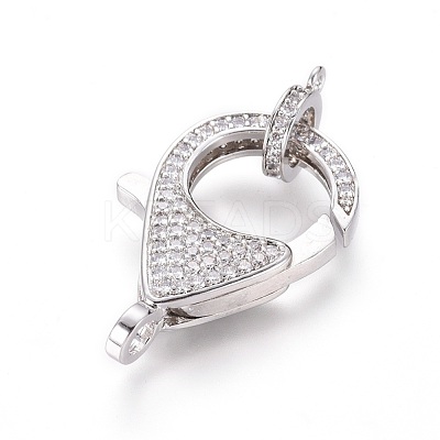 Brass Micro Pave Cubic Zirconia Lobster Claw Clasps ZIRC-F109-07P-1
