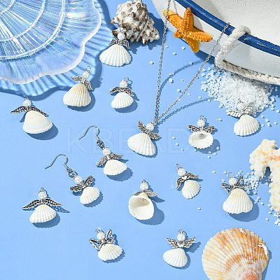50Pcs 10 Styles Shell & Alloy Pendants PALLOY-CJ00044-1