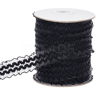 30 Yards Chinlon Pleated Flower Ribbon OCOR-WH0046-73A-1