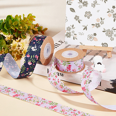 2 Rolls 2 Colors Polyester Ribbon SRIB-GF0001-19-1