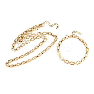 304 Stainless Steel Cable Chains Bracelet & Necklace Jewelry Sets SJEW-L199-04G-1
