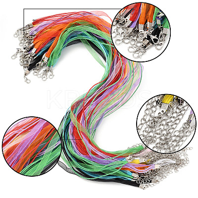 36Pcs 9 Colors Waxed Cord and Organza Ribbon Necklace Making NCOR-FS0001-03-1