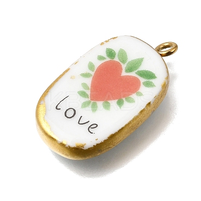 Fruit & Floral & Animals Printed Handmade Porcelain Pendants STAS-Z207-01G-06-1