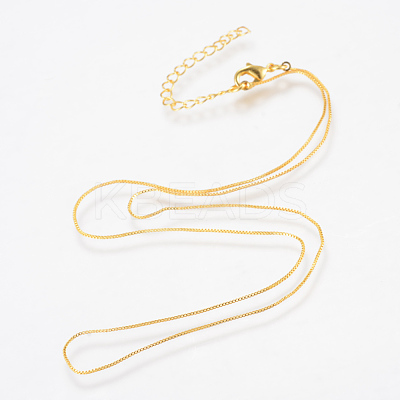 Real 18K Gold Plated Brass Box Chains Necklaces X-MAK-R014-G-1