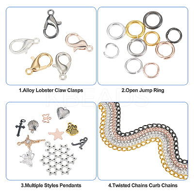 DIY Iron Chains Necklaces Making Kits DIY-TA0013-17-1