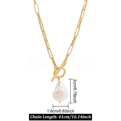 2Pcs 2 Colors Natural Pearl Beaded Pendant Neckaces Set NJEW-AN0001-16-1