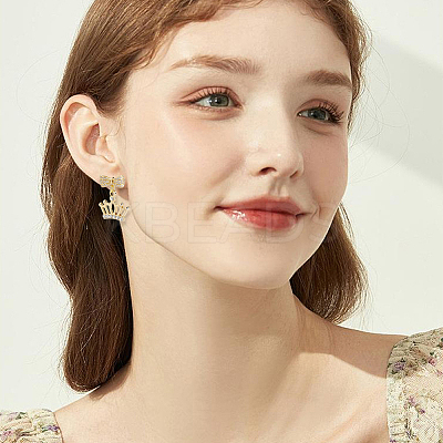 5 Pairs Rack Plating Brass Micro Pave Cubic Zirconia Earring Findings KK-BBC0027-84-1