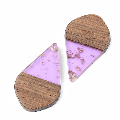 Transparent Resin & Walnut Wood Pendants RESI-S389-035A-B01-1