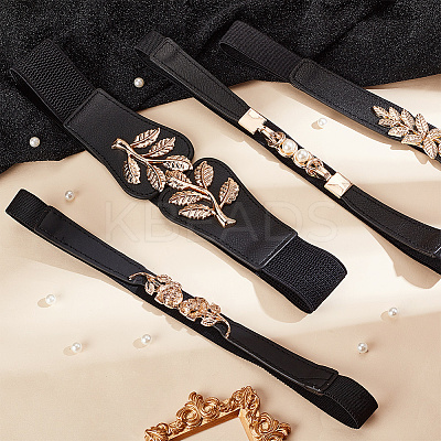 4Pcs 4 Style Imitation Leather Elastic Chain Belt AJEW-GA0006-22B-1