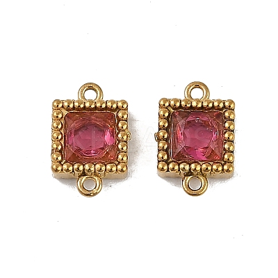 Ion Plating(IP) 304 Stainless Steel Cubic Zirconia Square Links Connector Charms X-STAS-K256-24G-1