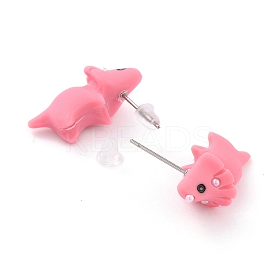 Cute Dinosaur Resin Stud Earrings LS-EJEW-K089-06P-1