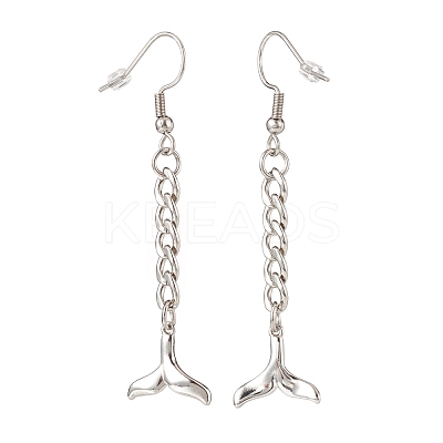 Tarnish Resistant Curb Chains with Charm Long Dangle Earrings EJEW-JE04963-1