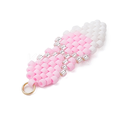Ballet Shoes Glass Seed Beads Beaded Pendants PALLOY-CJ00134-1
