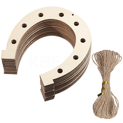 Horseshoe Wood Pendant Decorations WOOD-WH034-90-1
