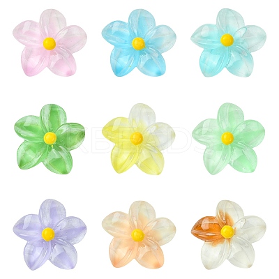 18Pcs 9 Colors Gradient Color & Luminous Opaque Resin Cabochons RESI-CJ0004-24-1
