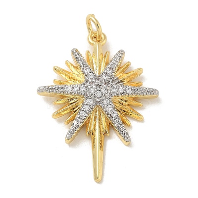 Brass Micro Pave Cubic Zirconia Pendants KK-B124-08GP-01-1