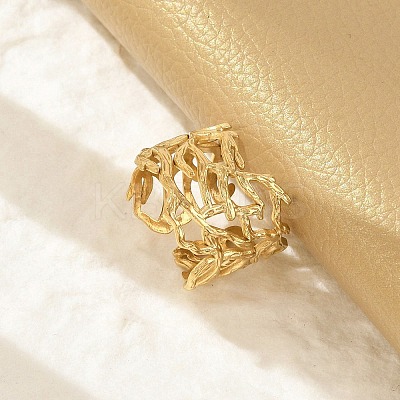 304 Stainless Steel Hollow Wide Cuff Rings for Women LS-RJEW-G338-24G-1