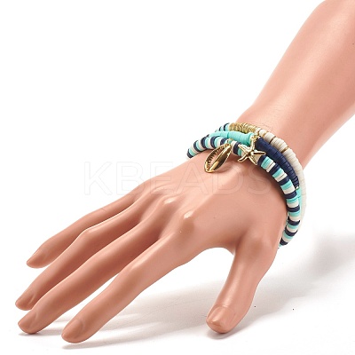 Handmade Polymer Clay Heishi Beads Stretch Bracelets Set BJEW-JB07335-1