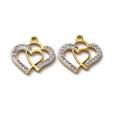 304 Stainless Steel Clay Rhinestone Pendants STAS-P406-17E-G-1
