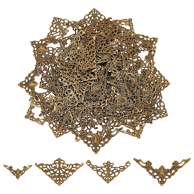 100Pcs 4 Styles Iron Filigree Joiners Sets IFIN-PH0002-18AB-1