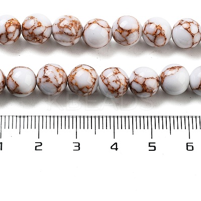 Synthetic Gold Line Turquoise Beads Strands G-H026-01B-01-1
