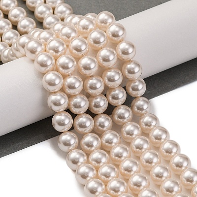 Baking Paint Pearlized Glass Pearl Round Bead Strands PEAR-H019-02C-02-1