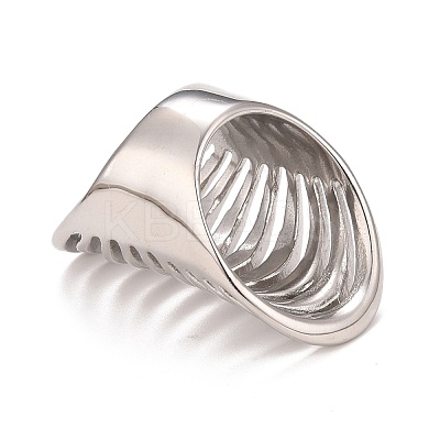 Non-Tarnish 304 Stainless Steel Chunky Hollow Ring for Women RJEW-B040-12B-P-1