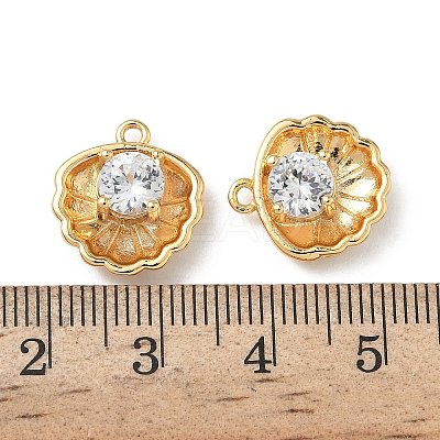Brass Micro Pave Cubic Zirconia Shell Shape Charms KK-Z136-56G-01-1