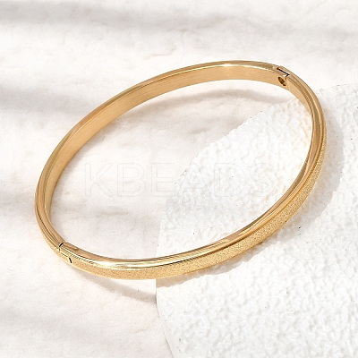 Frosted 304 Stainless Steel Hinged Bangles BJEW-H644-09G-1