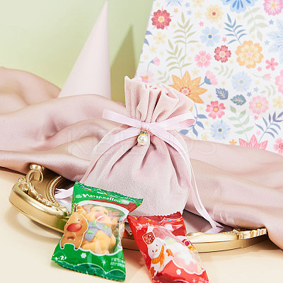 Velvet Jewelry Bags with Drawstring & Plastic Imitation Pearl TP-CJC0001-03C-1
