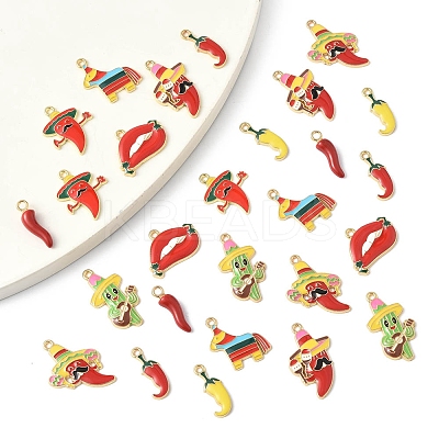 30Pcs 9 Styles Alloy Enamel Pendants FIND-FS0004-26-1