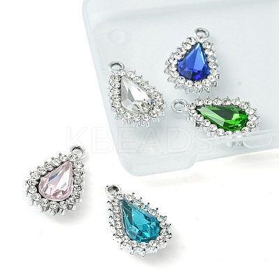 5Pcs 5 Colors Alloy Glass Pendants ALRI-YW0001-15-1