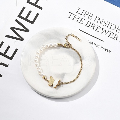 304 Stainless Steel Curb Chains Link Bracelets for Women BJEW-U021-10G-1