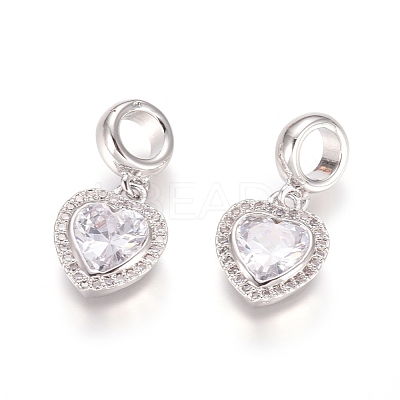 Brass Micro Pave Cubic Zirconia European Dangle Charms ZIRC-E163-18P-1
