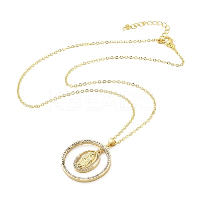 Brass Micro Pave Clear Cubic Zirconia Ring Pendant Necklaces NJEW-P322-A03-G-1