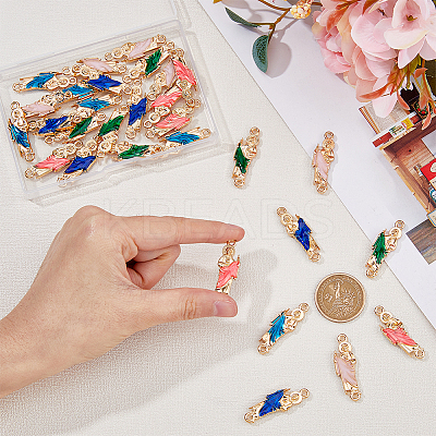 30Pcs 5 Colors Religion Zinc Alloy Enamel Connector Charms ENAM-FH0001-76-1