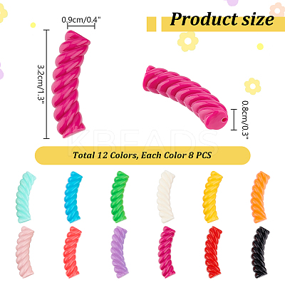 96Pcs 12 Colors Opaque Resin Beads RESI-PH0002-19-1