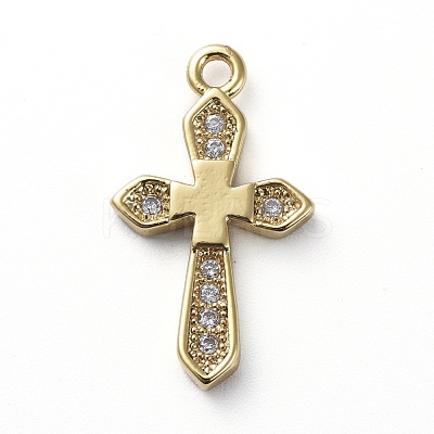 Brass Micro Pave Cubic Zirconia Pendants ZIRC-G157-02G-1