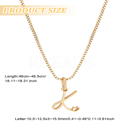 1pc Brass Chain & 304 Stainless Steel Letter Pendant Necklaces NJEW-LP0001-40K-G-1