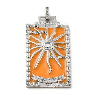 Brass Micro Pave Cubic Zirconia Pendants with Enamel KK-H458-01P-07-1