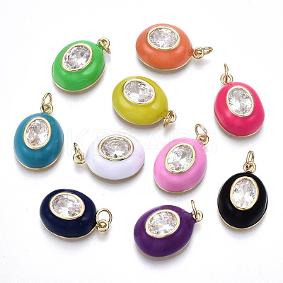 Brass Clear Cubic Zirconia Pendants ZIRC-S067-022-NR-1